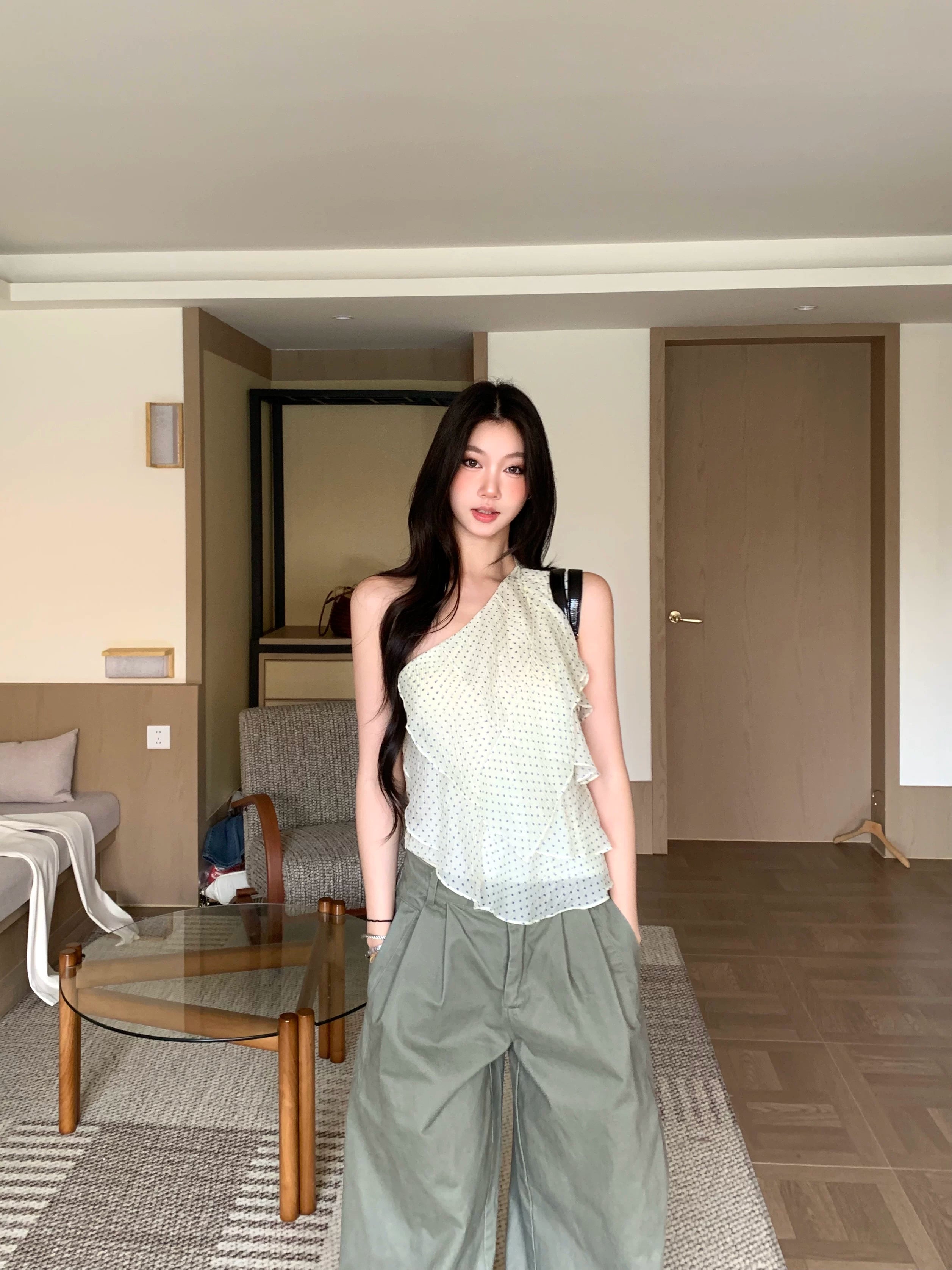 WITHMIN Polka Dot Irregular Crossbody Vest