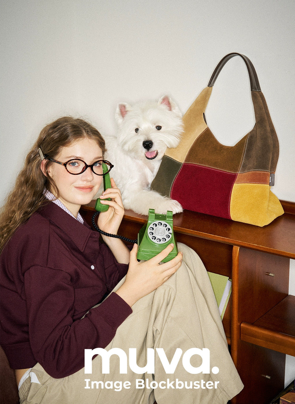 MUVA Color Matching Leather Large Capacity Shoulder Bag