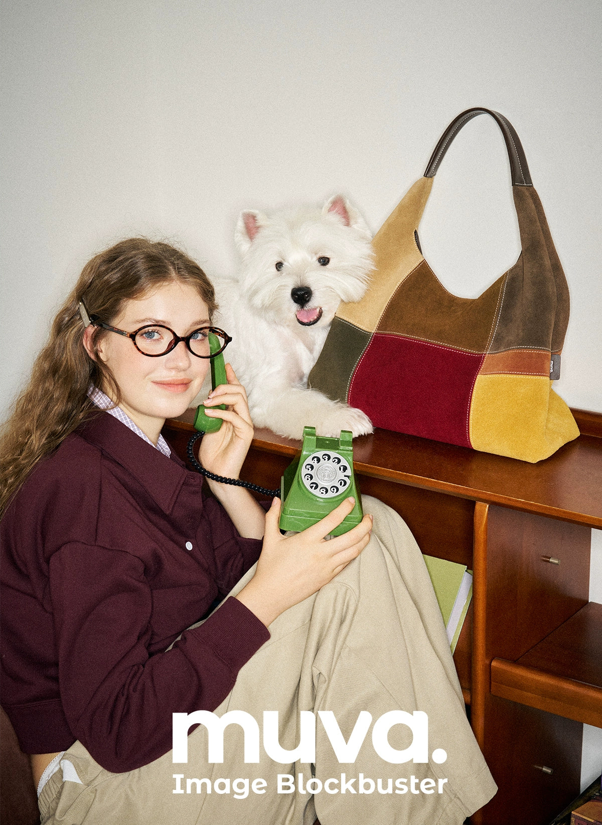 MUVA Color Matching Leather Large Capacity Shoulder Bag