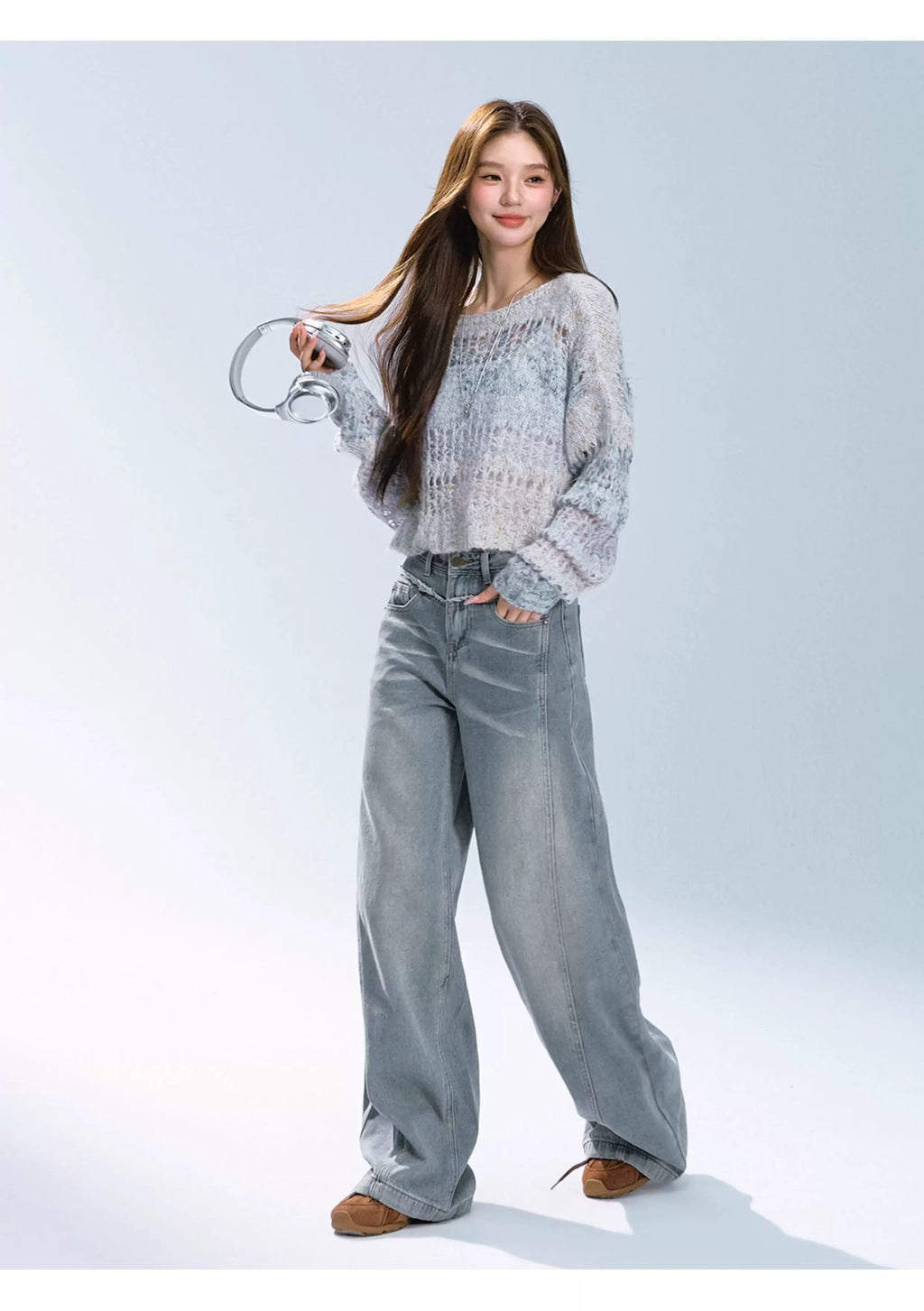 Ablueberry Hollow Short Loose Lazy Casual Sweater