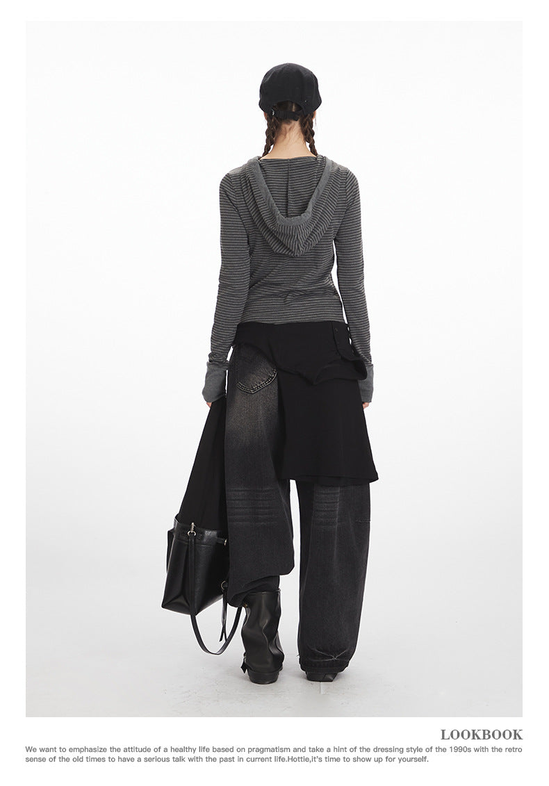 Nariele Striped Slim Fit Hooded Long Sleeve