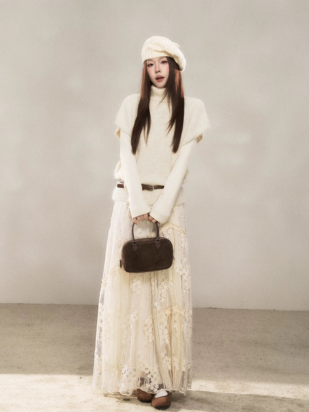 Wildberry Embroidered Lace Stitching High Waist Dress