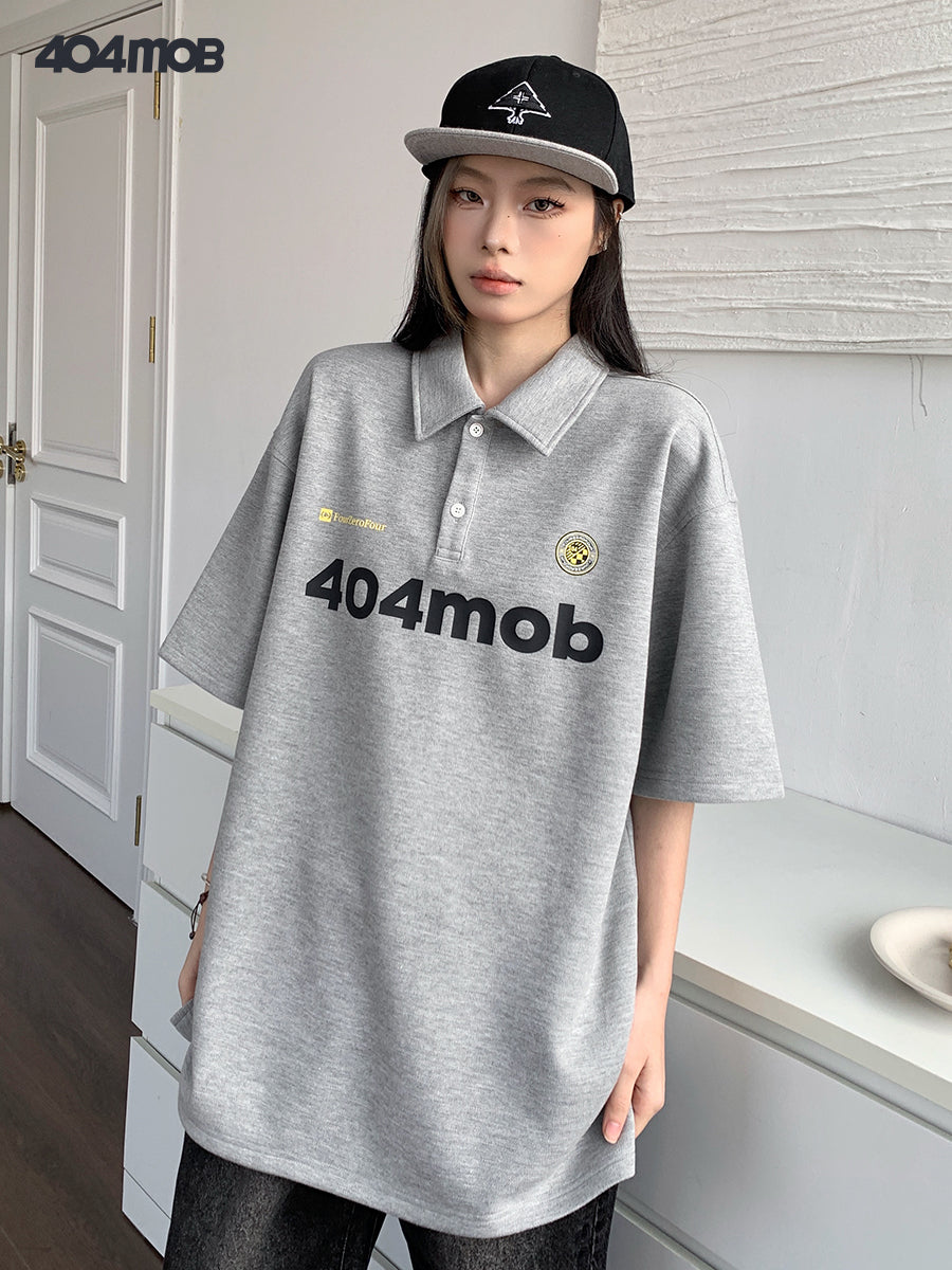 404MOB embroidered short-sleeved POLO shirt
