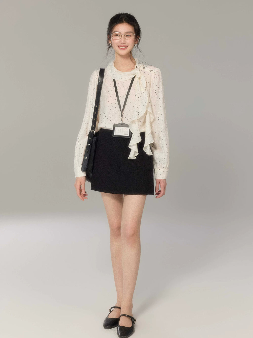 TYANG Polka Dot Fungus Edge Loose Streamer Shirt