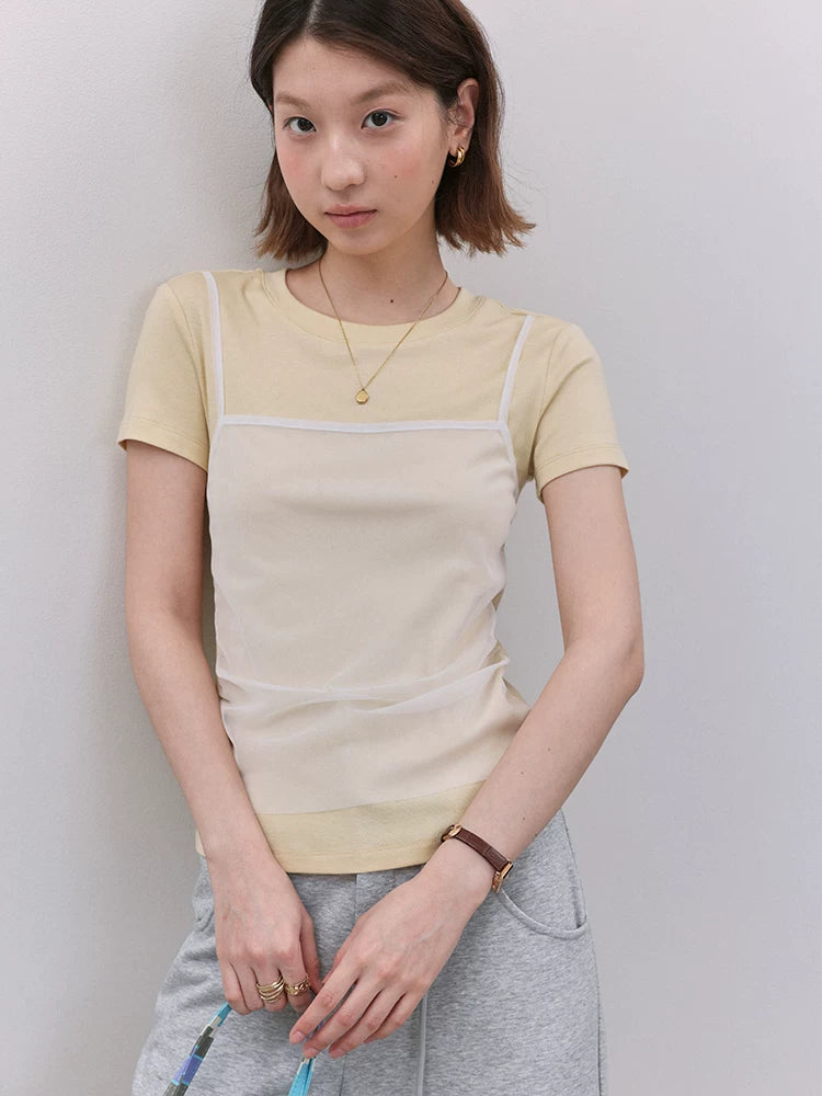 VOOE Fake Two Slim Mesh Tee