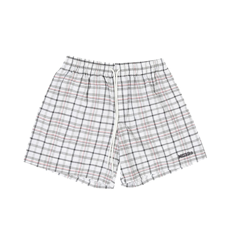Madeinerror Casual Neutral Simple Plaid Shirt Shorts Set