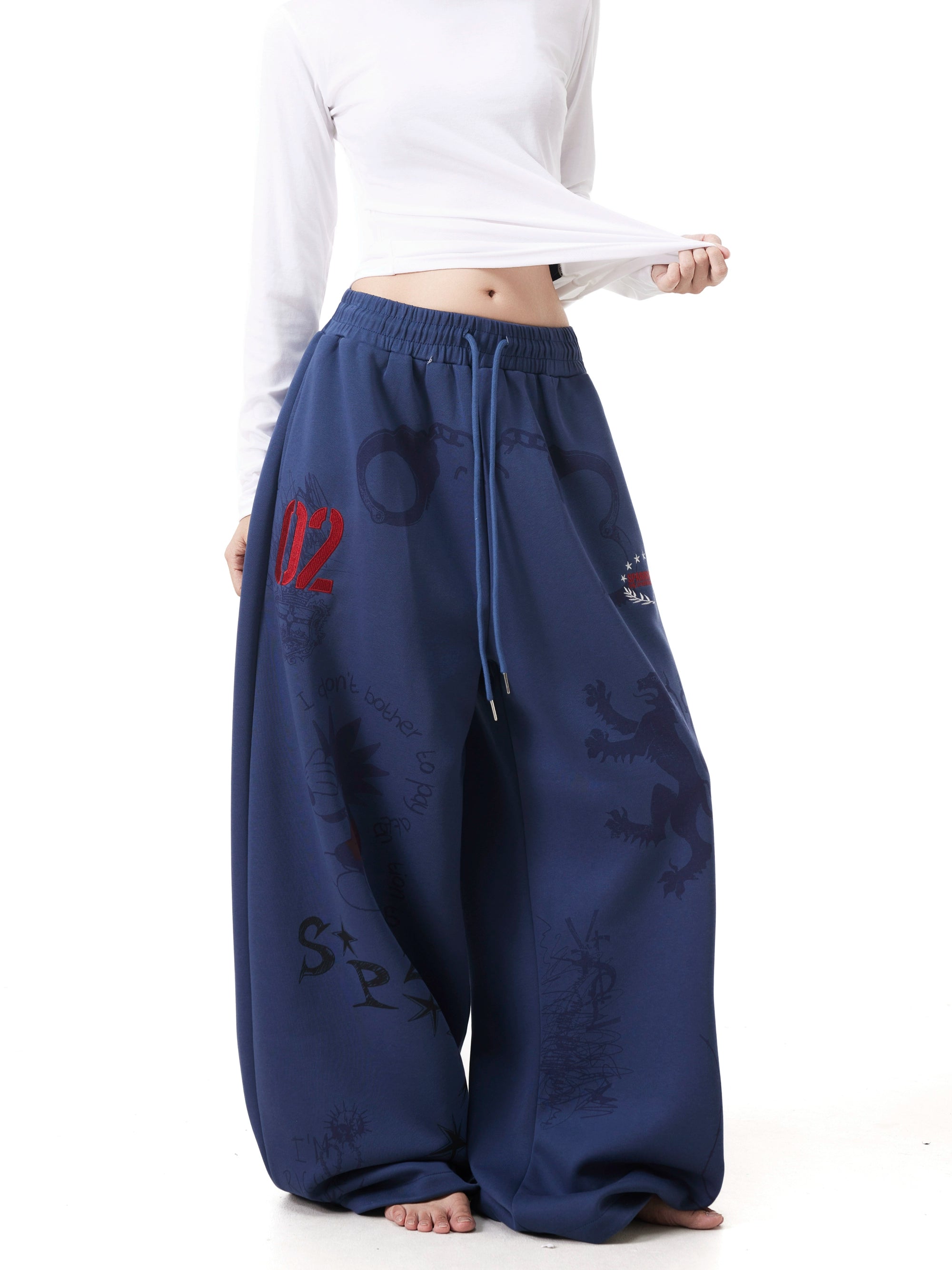BTSG Vintage Graffiti Hand Painted Wide Leg Sweatpants