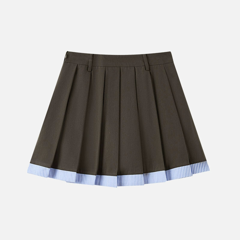 SPAO Korean Style Women's Stitching Striped Pleated Skirt SPWHF23G71