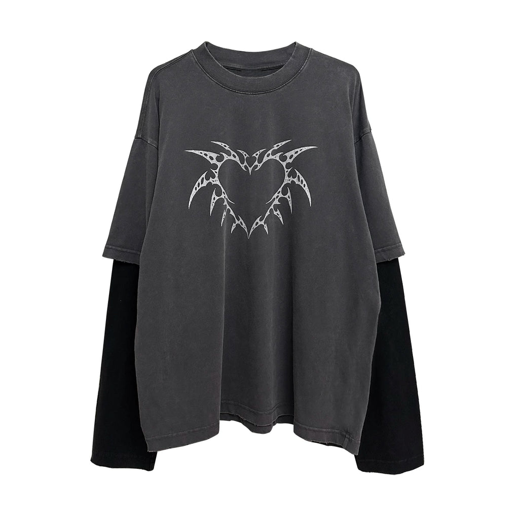 Wetbody Fake Two Casual Versatile Long Sleeves