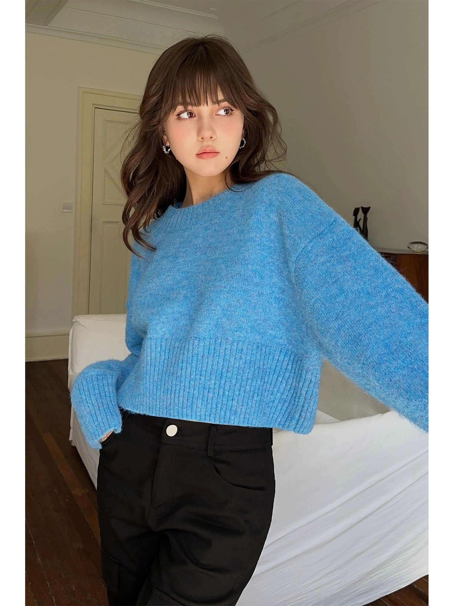 NEVA HU Short Versatile Pullover Knitted Sweater