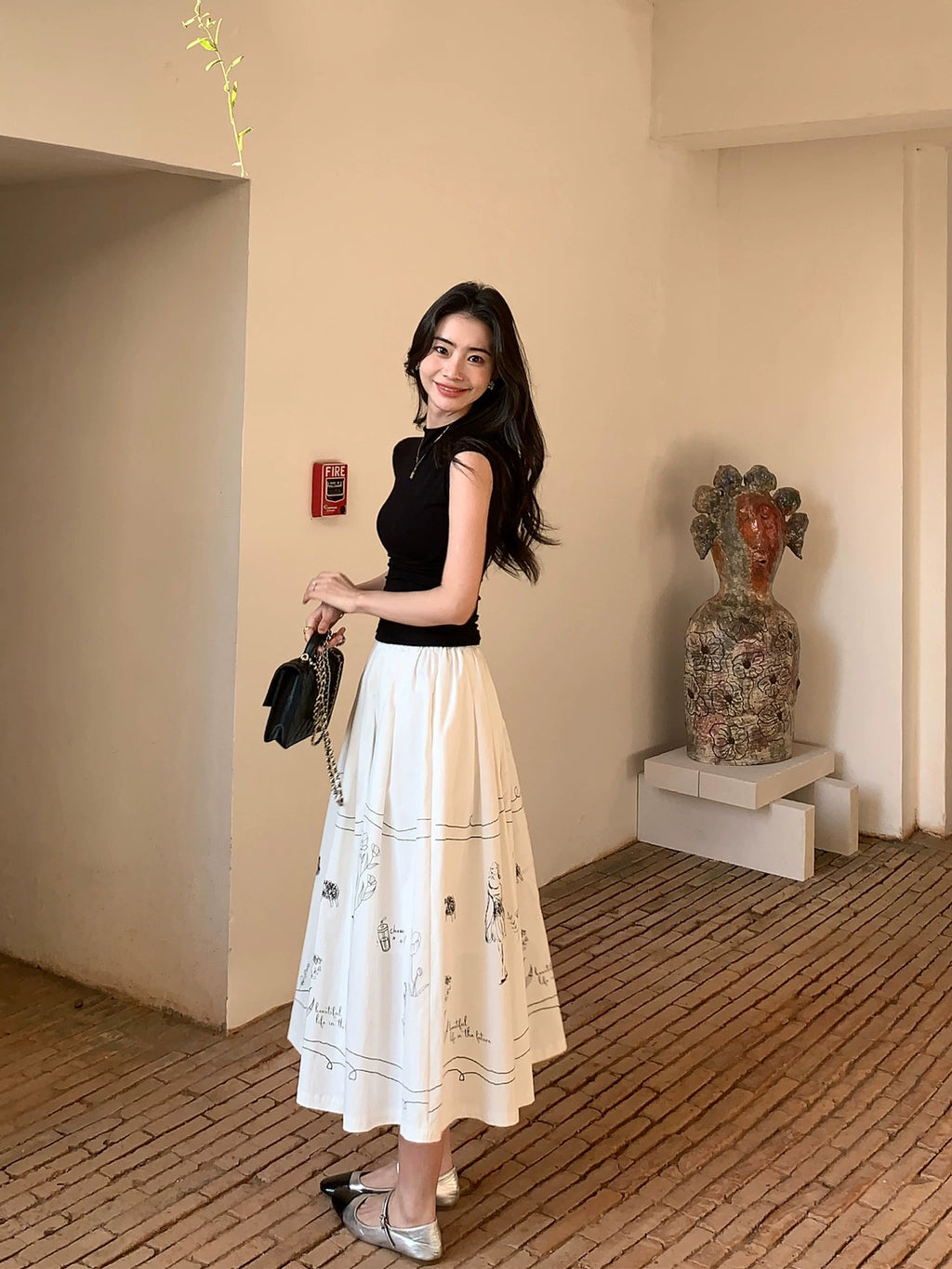 Pusumede Fun Graffiti Loose Skirt