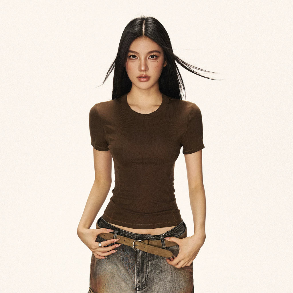Cherry Melody | Vintage Slim-Fit Tencel Crew Neck Tee