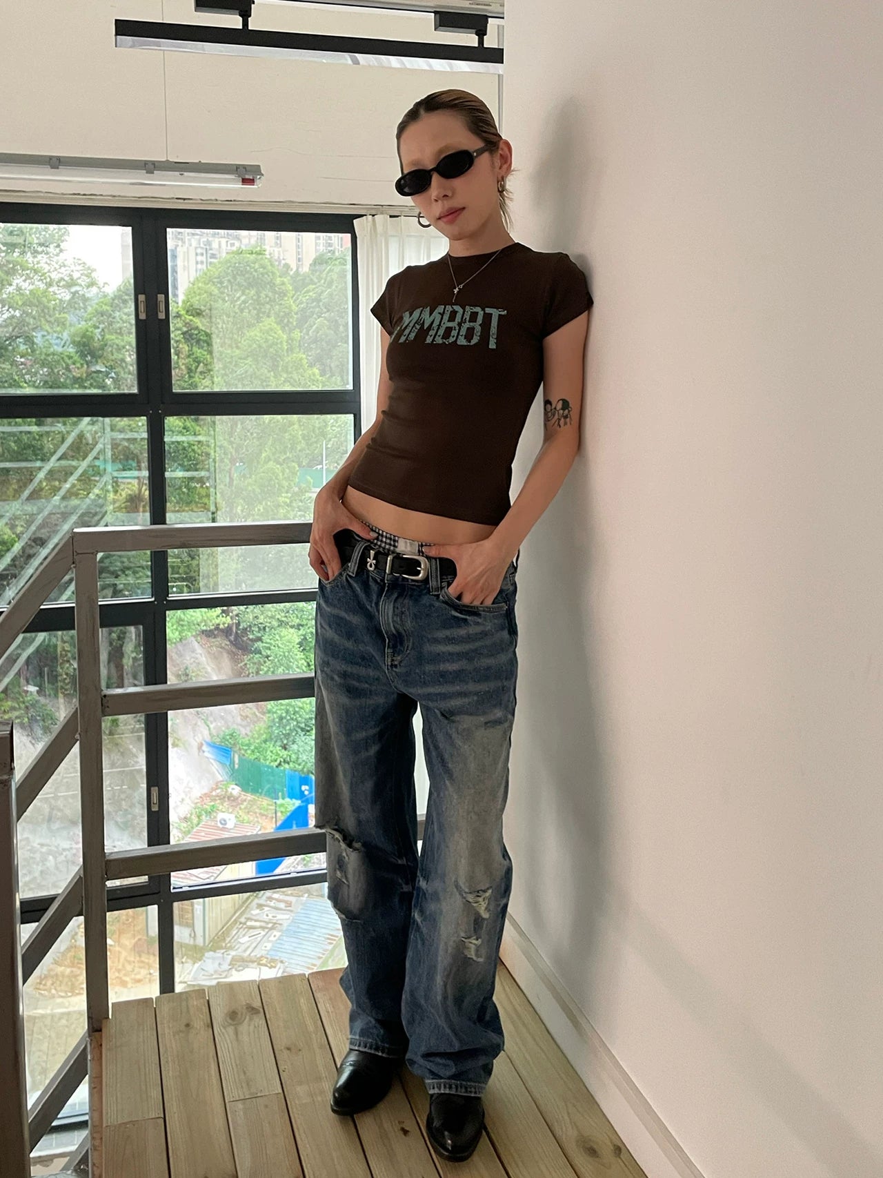 MMBBT Letter Double-sided Printed Slim Tee