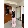 WITHMIN Low-rise Pleated Wide-leg Floor-mopping Trousers