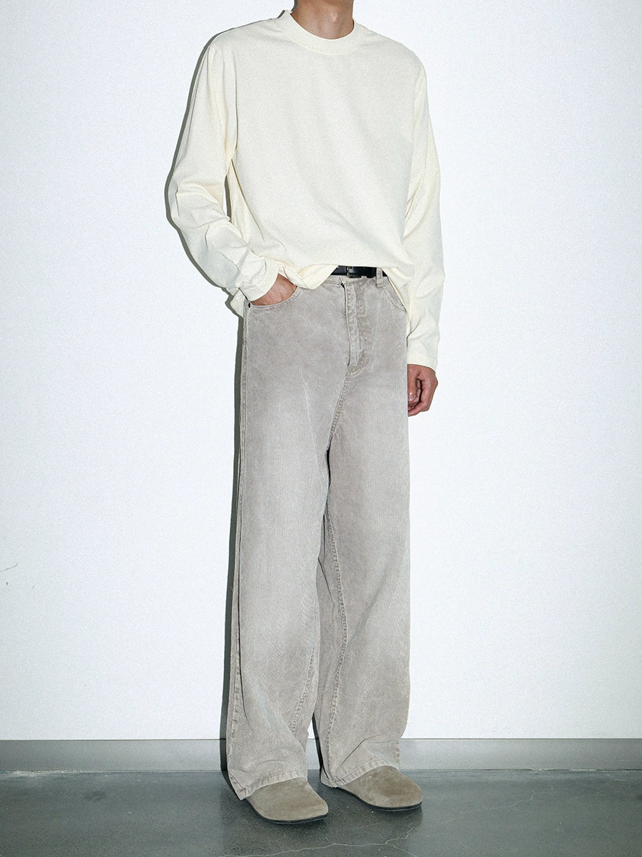 PLUS NO LOGO Corduroy Retro Old Loose Straight Trousers