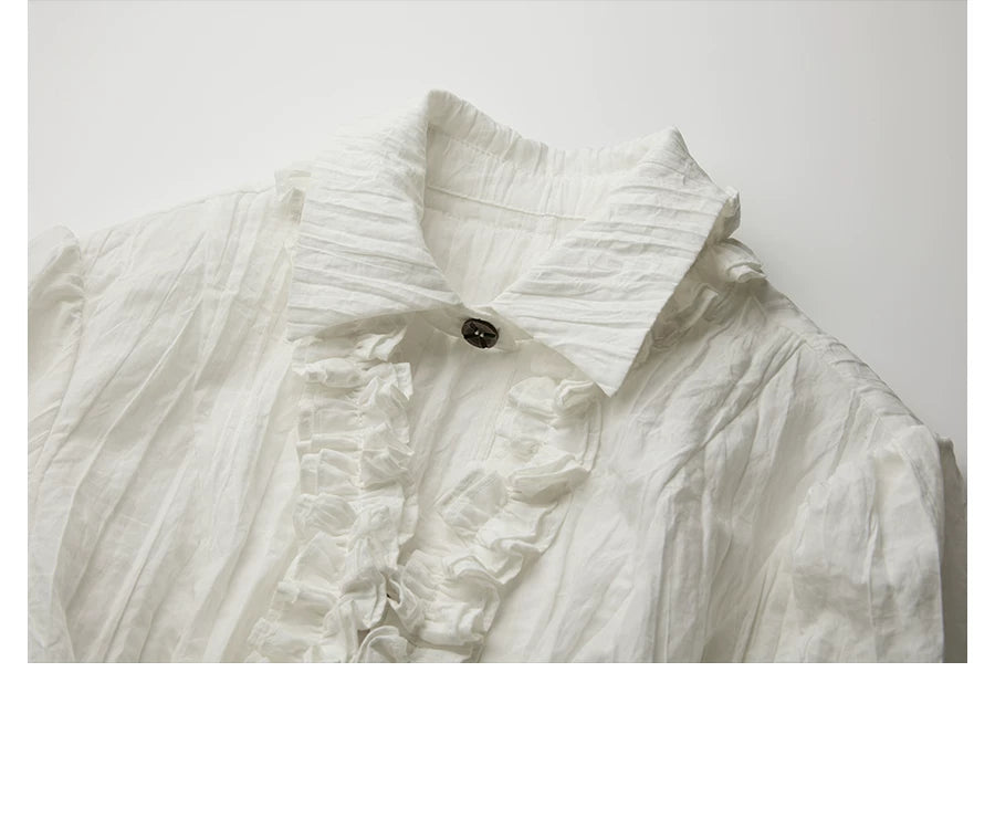 INDULG Fungus Lace V-neck Strap Waist Shirt