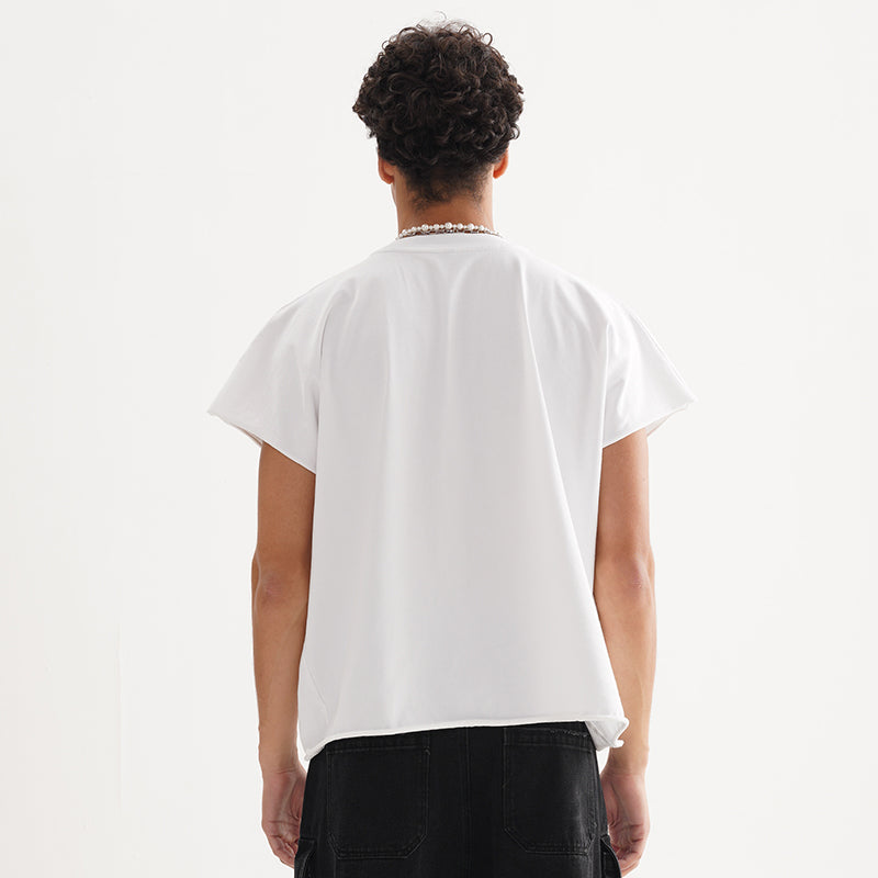 (Clearance) FIVE MEN short rough edge one-piece sleeve pure cotton BOXY Tee