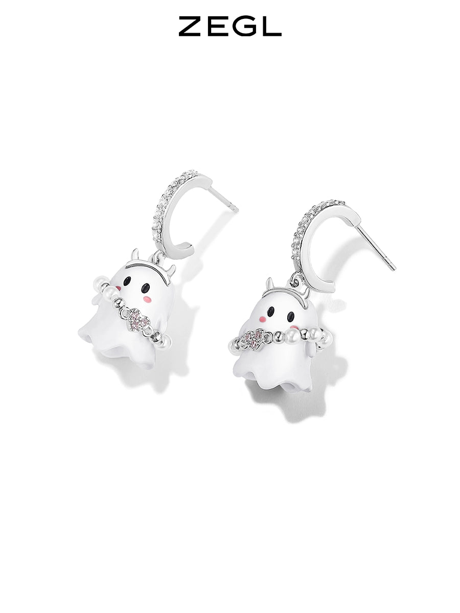 ZEGL Premium Unique Funny Little Ghost Stud Earrings