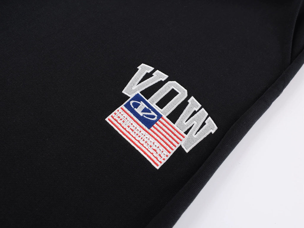 VOWPROGRESS Drawstring Splicing Wide-leg Embroidered Sweatpants