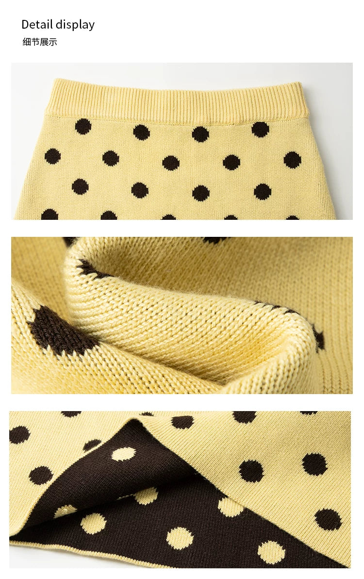 Anna Aneae Vintage Polka Dot Knitted Skirt