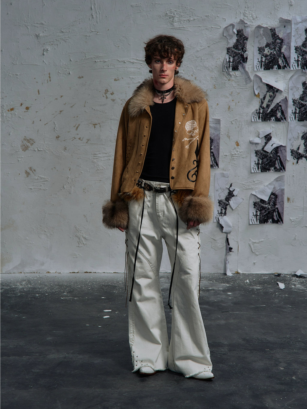 PAIKI Desert Fringed Skull Fur Collar Jacket