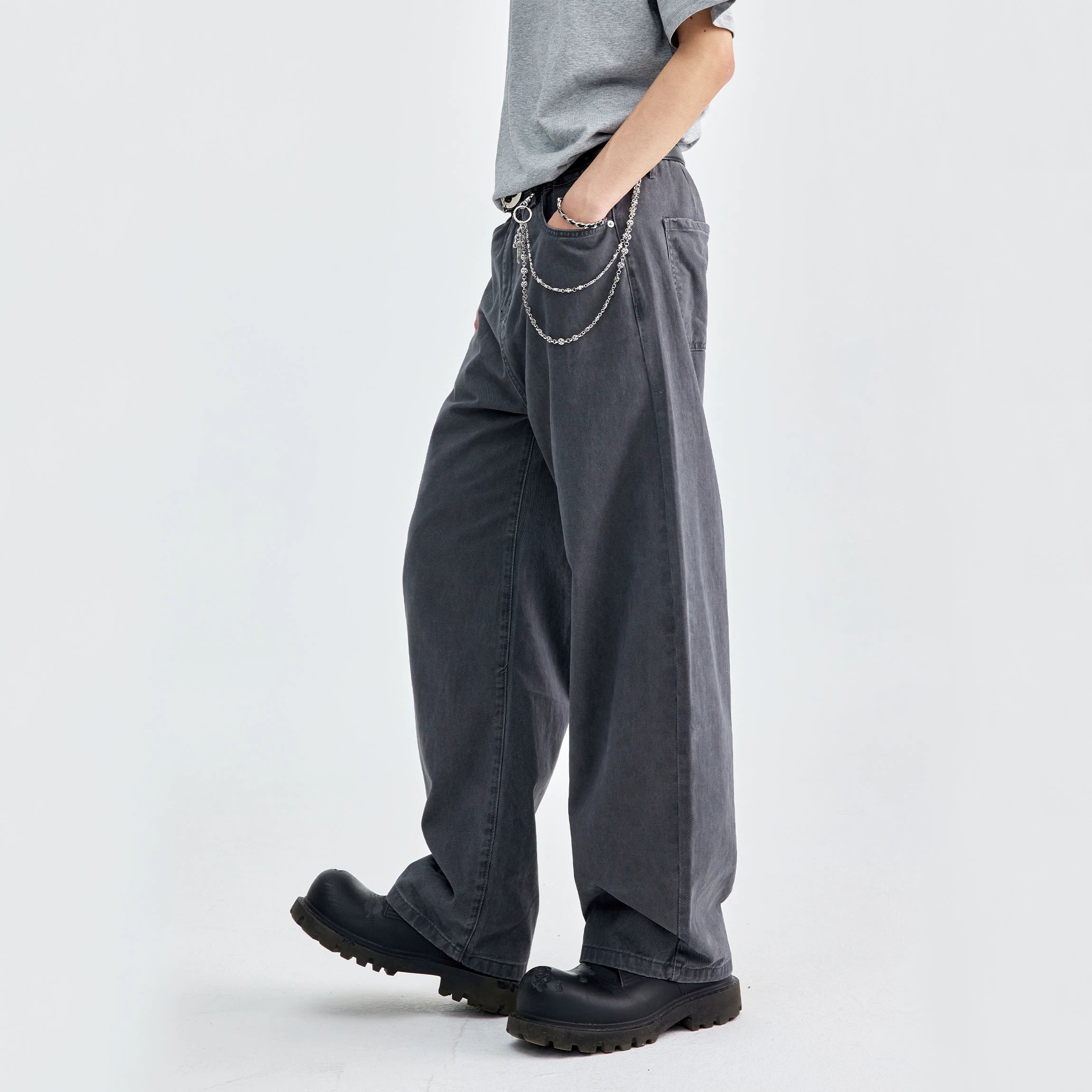 (NMK) tooling Japanese silhouette casual pants