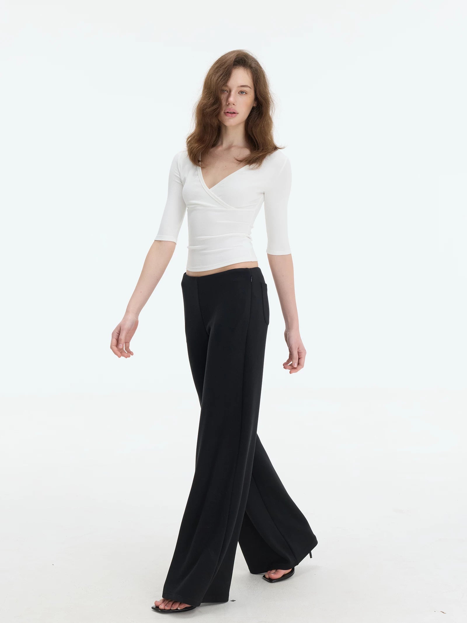 Veryrareme Low Waist Drape Wide Legs Thin Versatile Suit