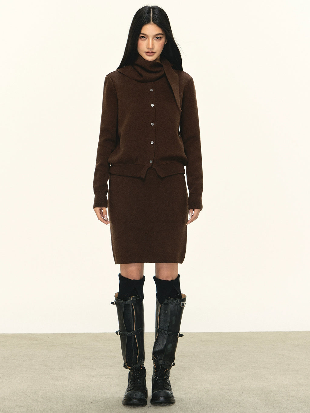 Anna Aneae Sweater Cardigan Knitted Skirt Set