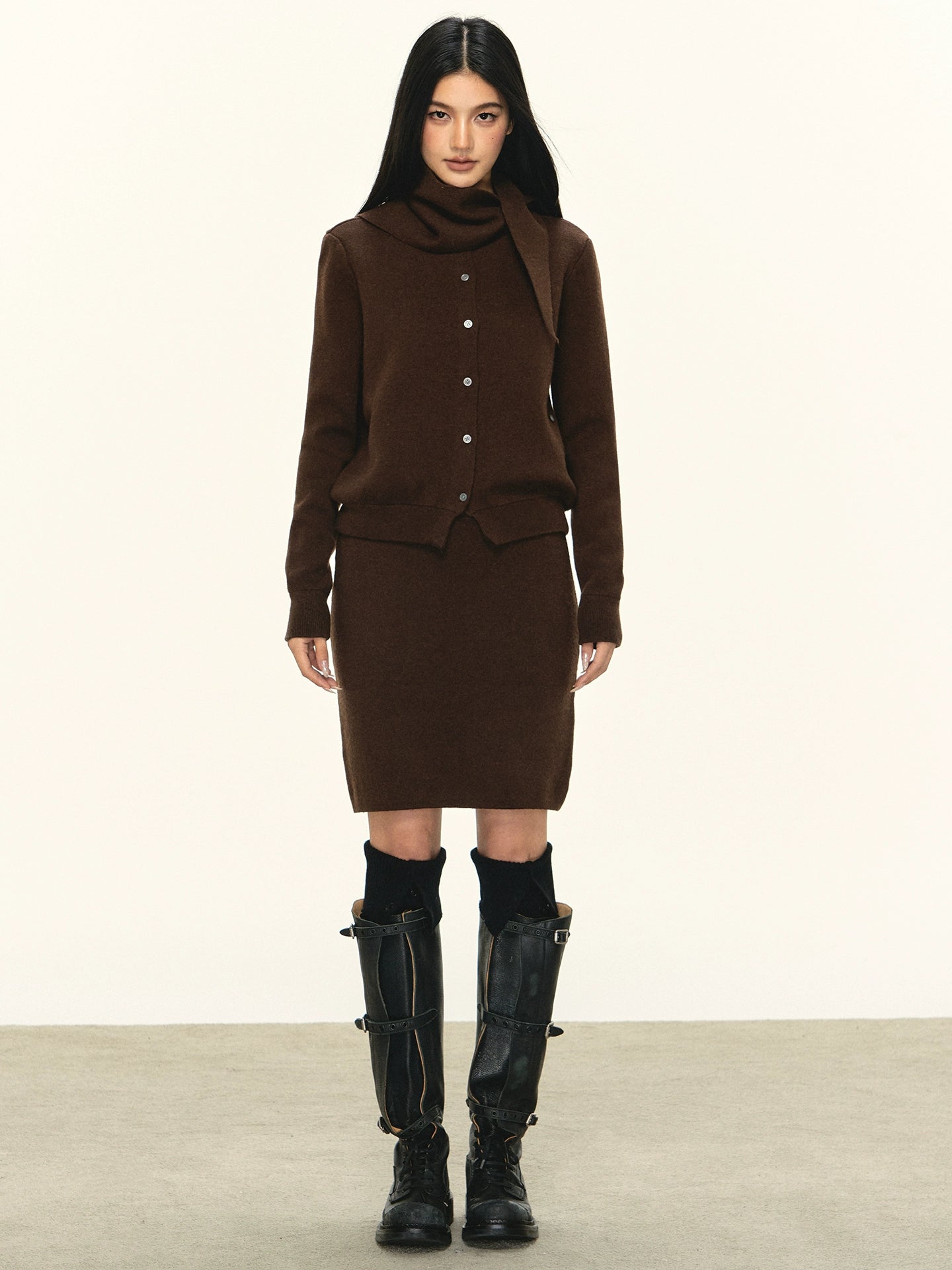 Anna Aneae Sweater Cardigan Knitted Skirt Set