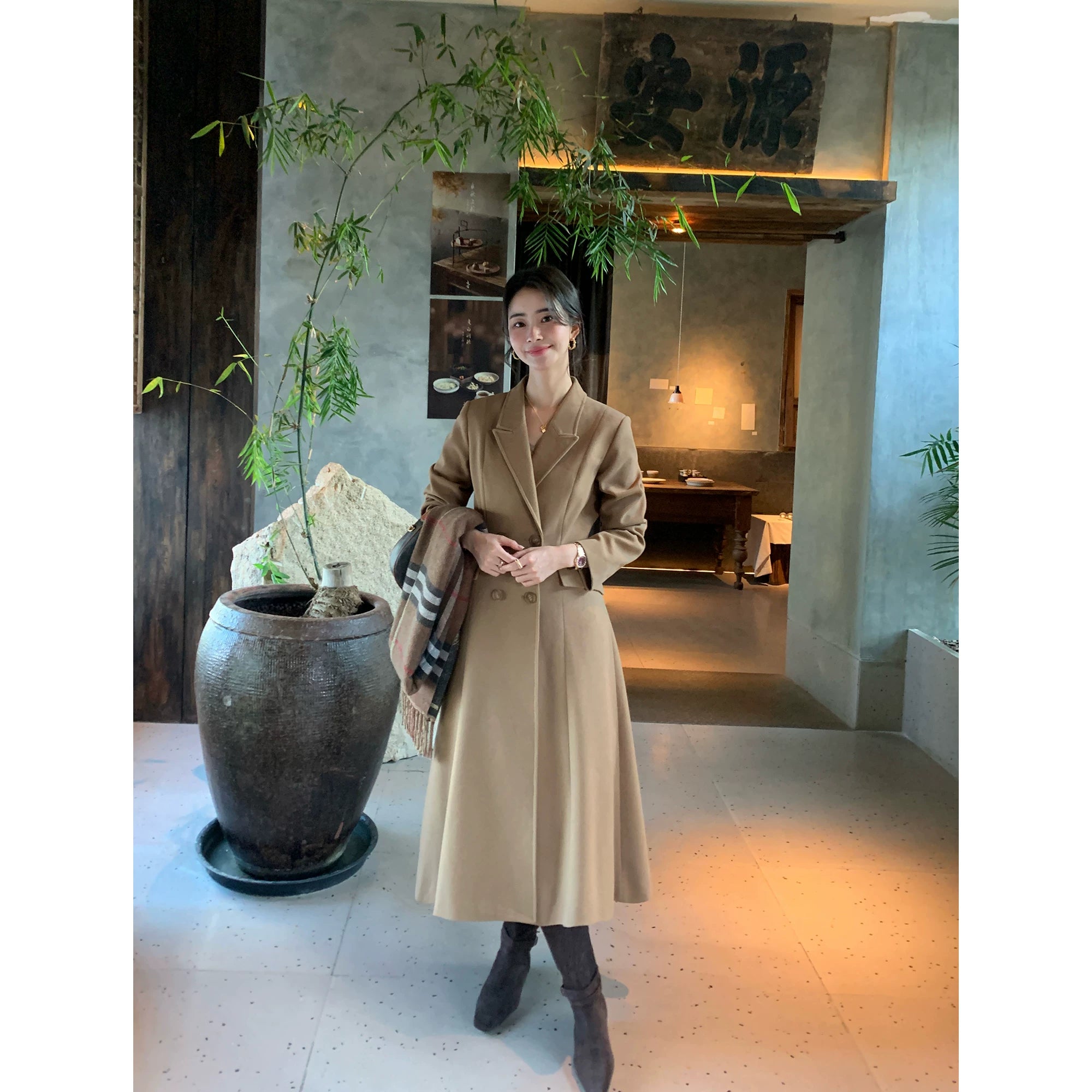 Pusumede High-end Waist and Thin Long Temperament Coat