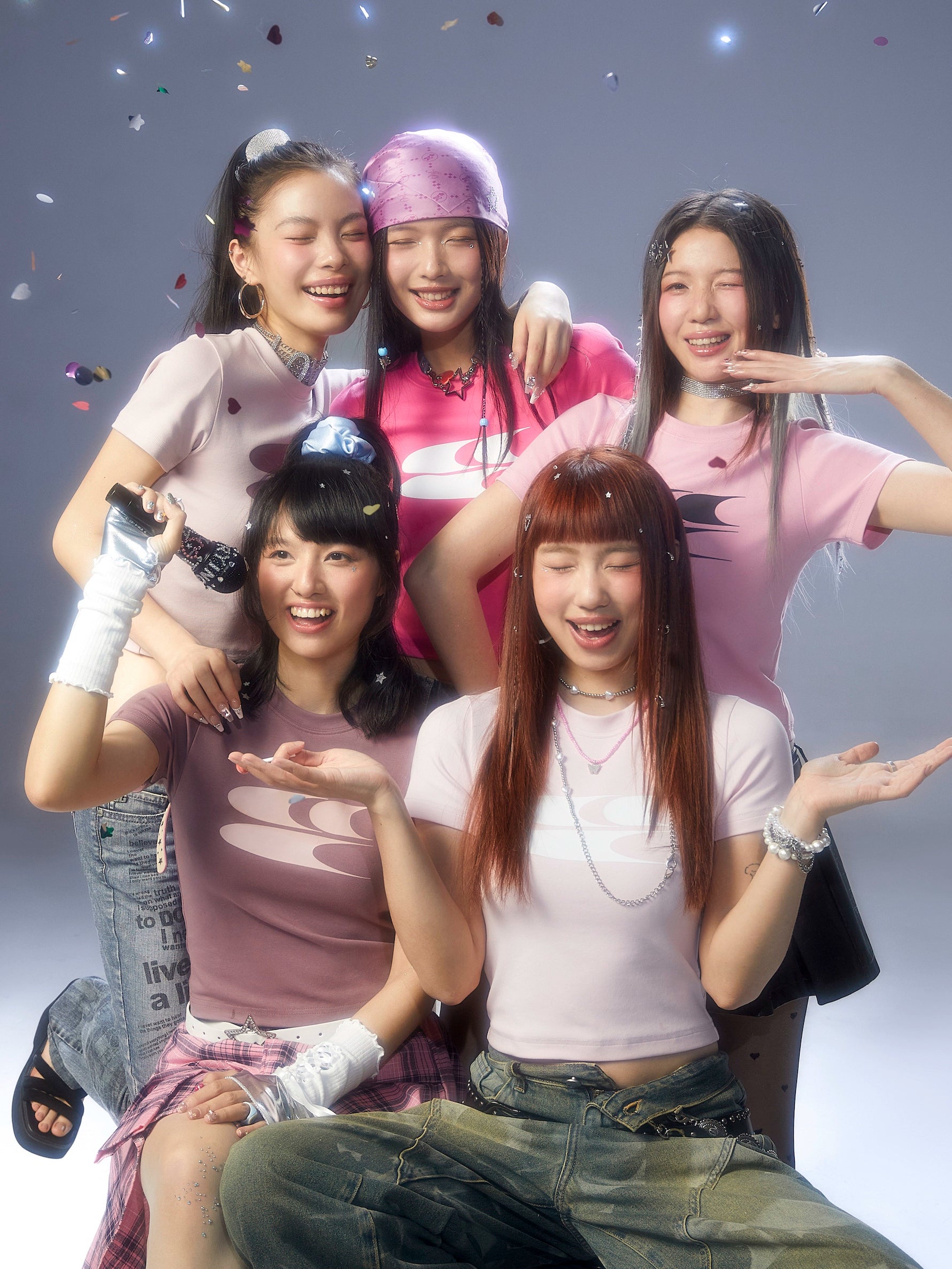 CryingCenter Y2k Millennial Babes Pink American Retro Crew Neck Slim Crop Top