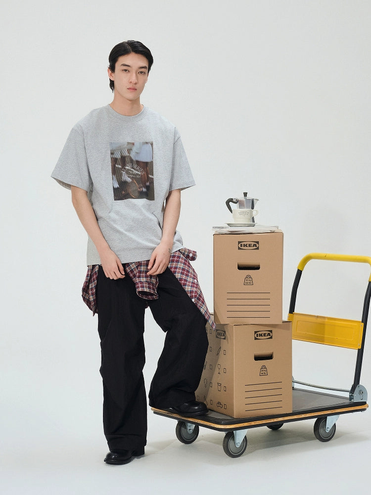 LIVINGTOWN Retro Tennis Theme Print Versatile tee