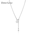 DODOGOGO Pearl Necklace Long Pendant Sweater Chain Collarbone Chain