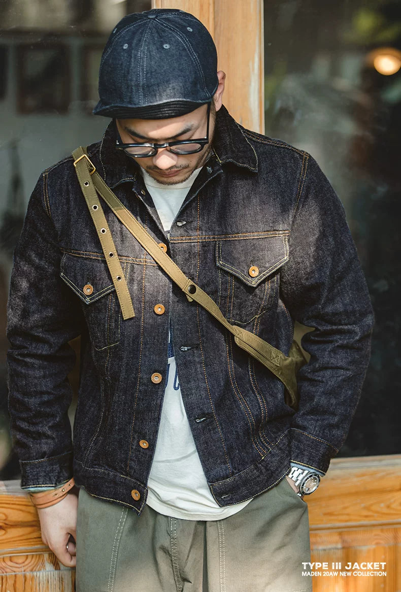 Madden retro washed dark denim jacket