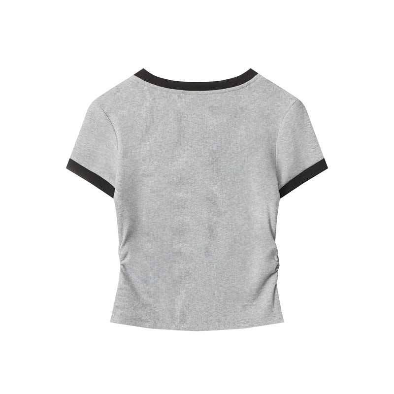Nariele Kitty Print Pleated Slim Tee