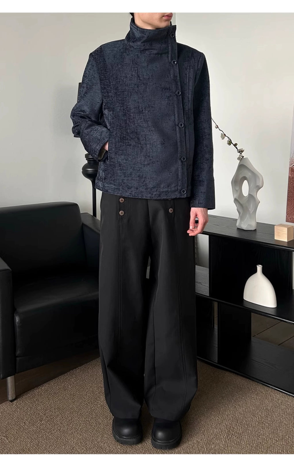 KREATE Irregular Vintage Stand-Up Collar Shoulder Jacket