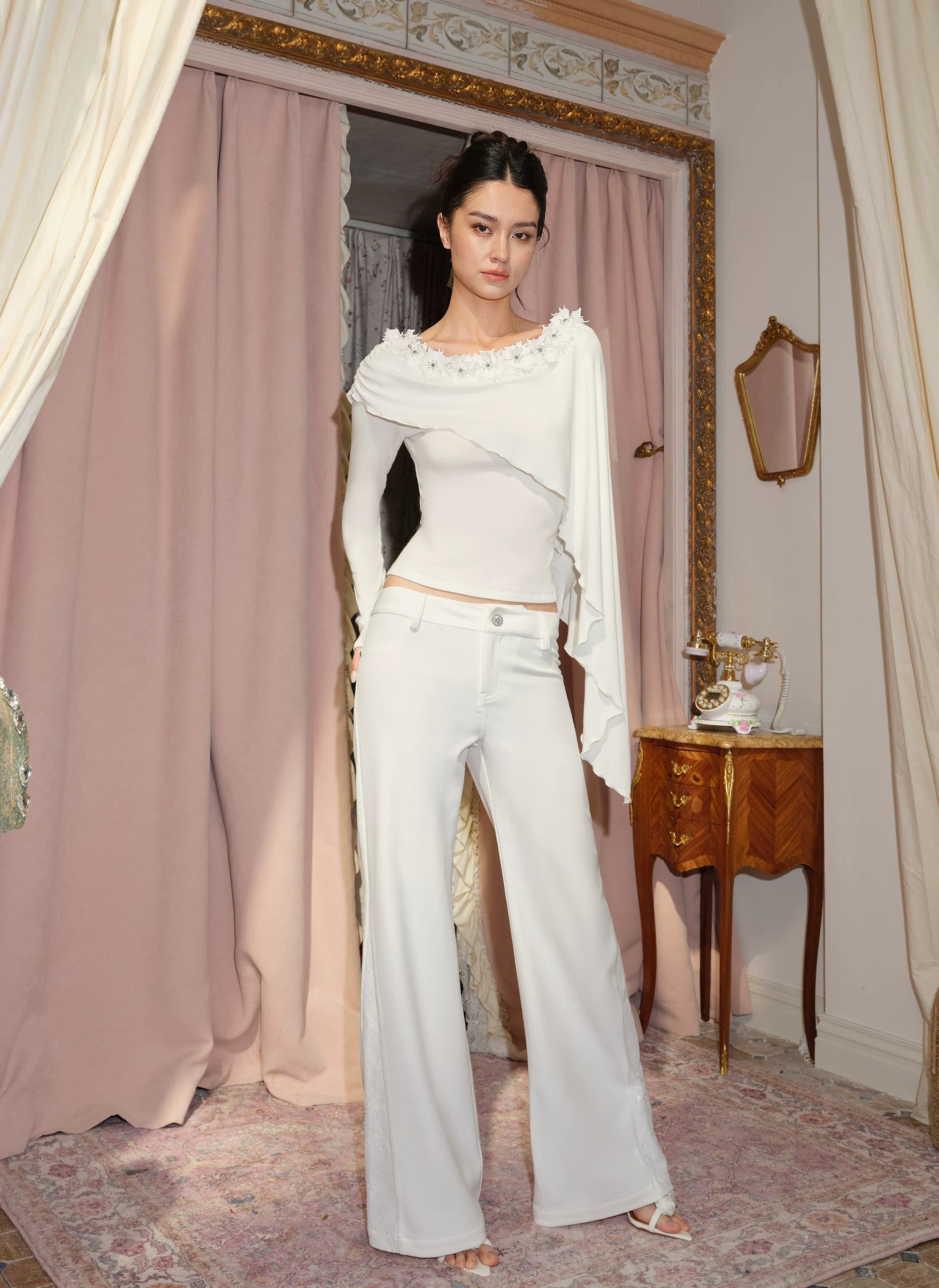 J TheChosen Crystal-embellished Fake Two-piece Long Sleeves