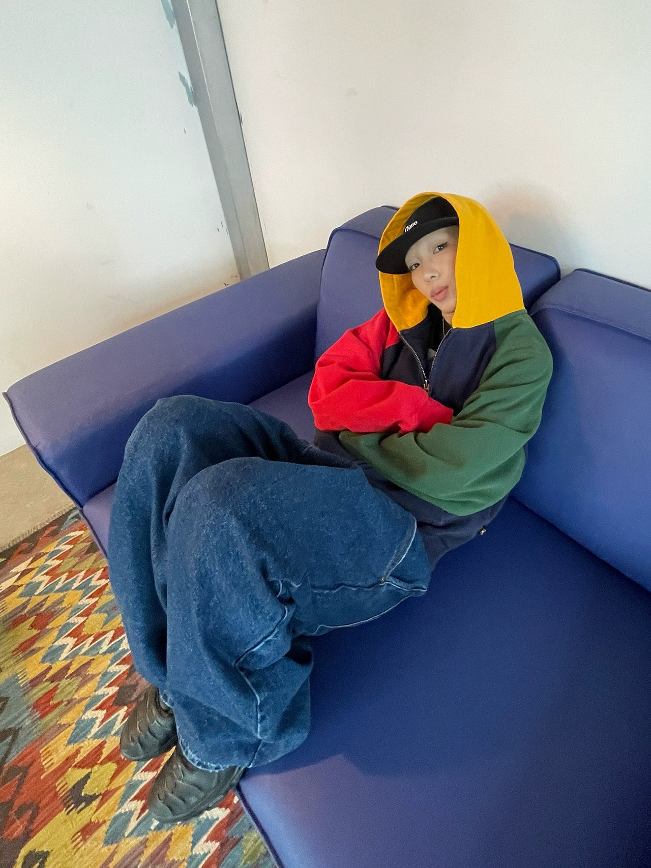 MMBBT Retro Color Matching Zipper Hooded Sweater