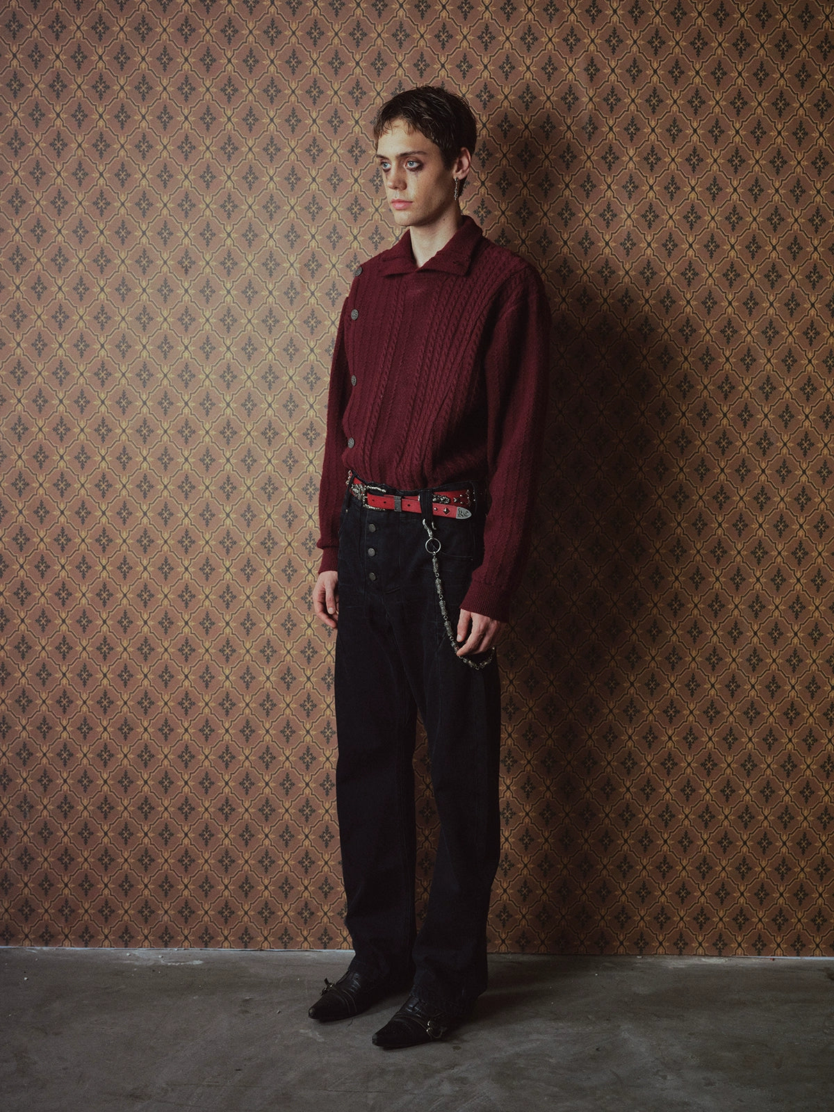 RICHILL Metal Buckle Stopper Twisted Sleeve Turtleneck Sweater