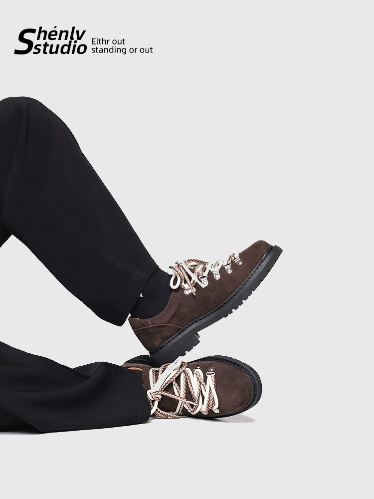 SHENLV STUIDO Fur Retro Pair of Shoelaces Casual Shoes