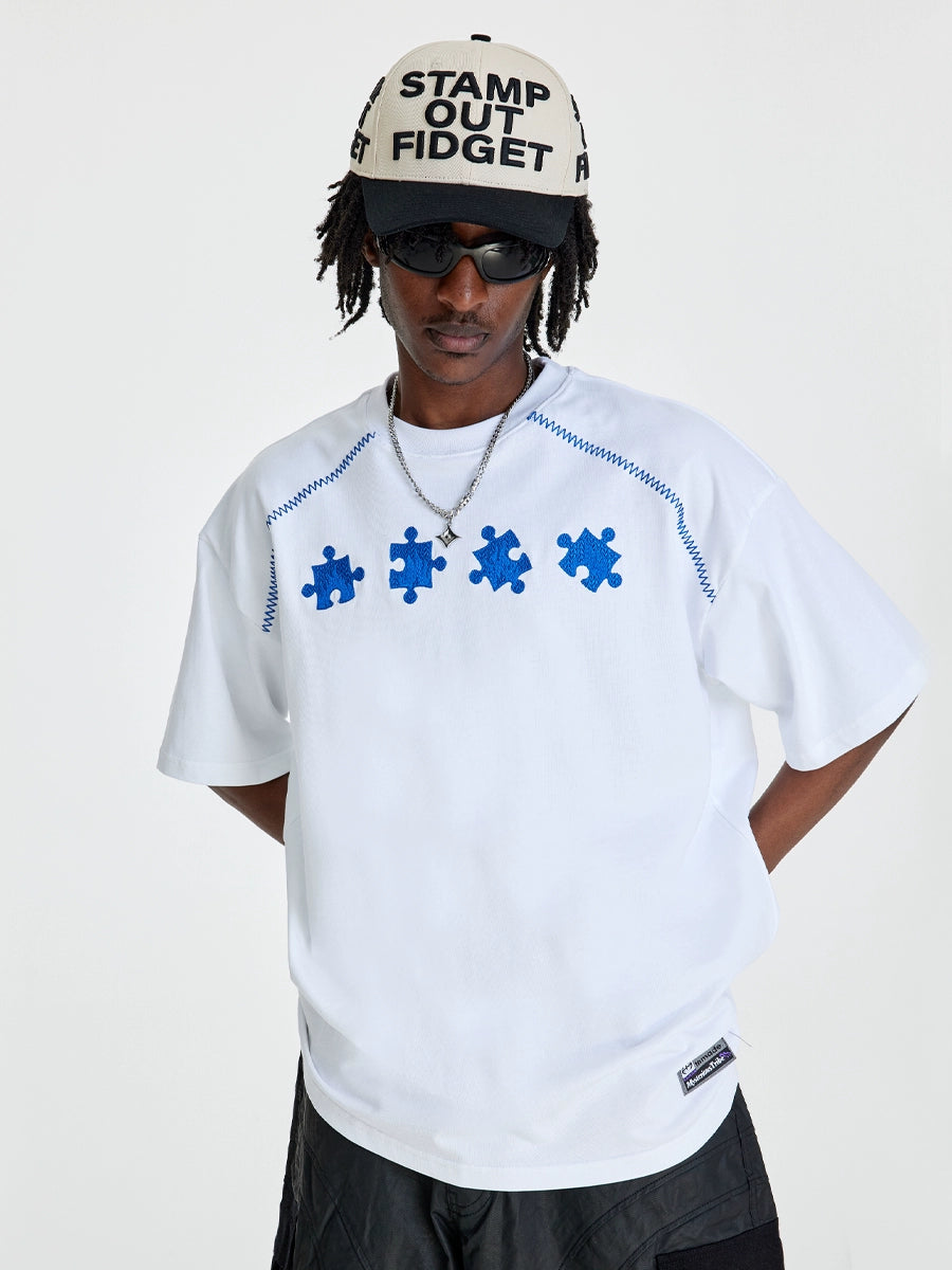 NMK Flame Puzzle Heavy Industry Embroidery Tee