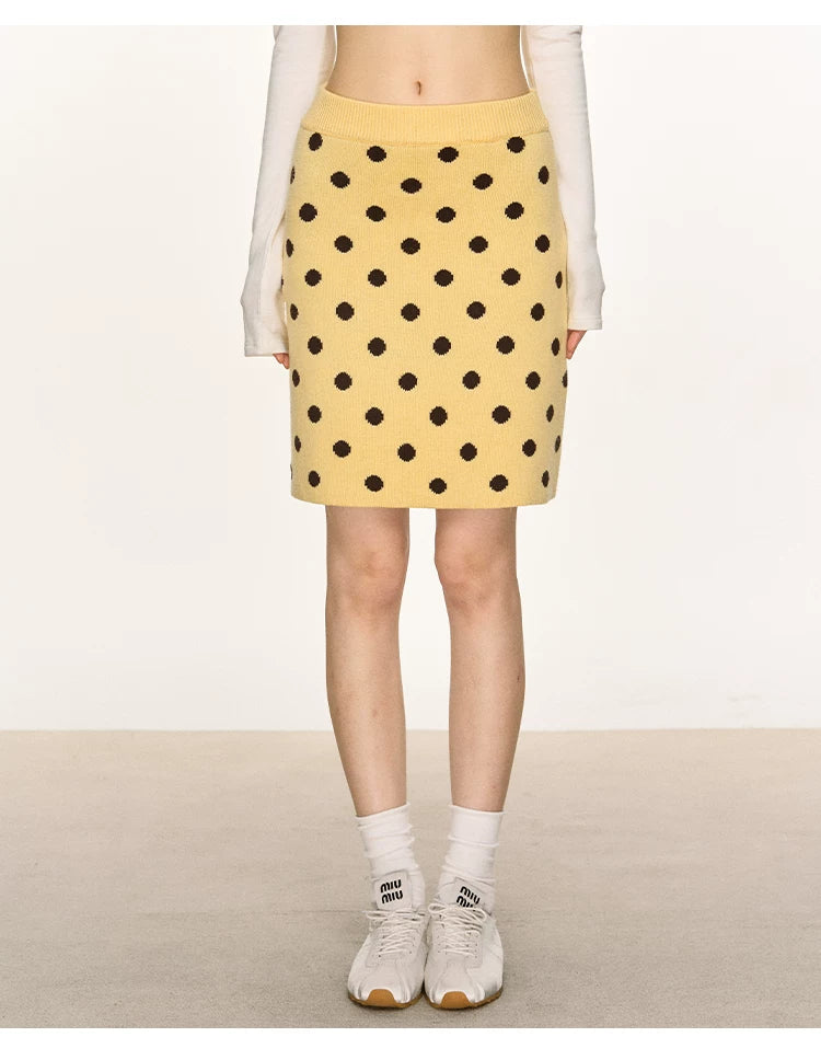 Anna Aneae Vintage Polka Dot Knitted Skirt