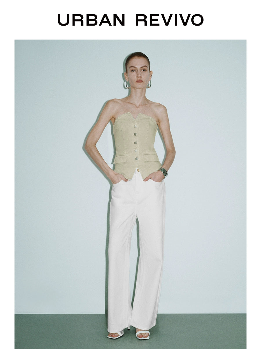 URBAN REVIVO Tube Top Sleeveless Casual Shirt