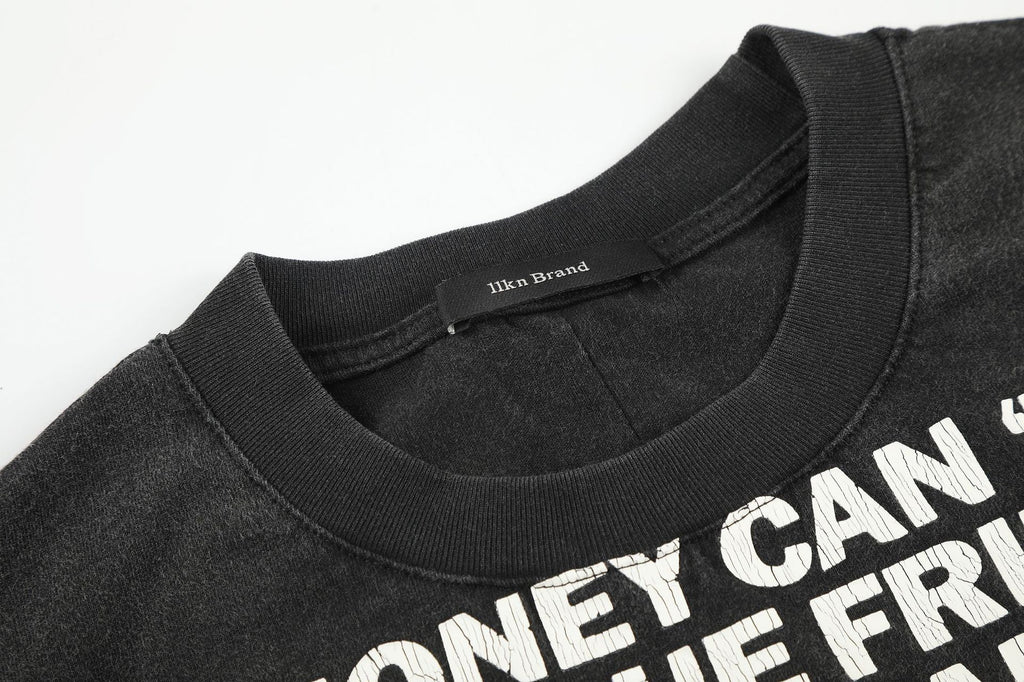 11KN Retro Round Neck Loose Letter Printed Tee