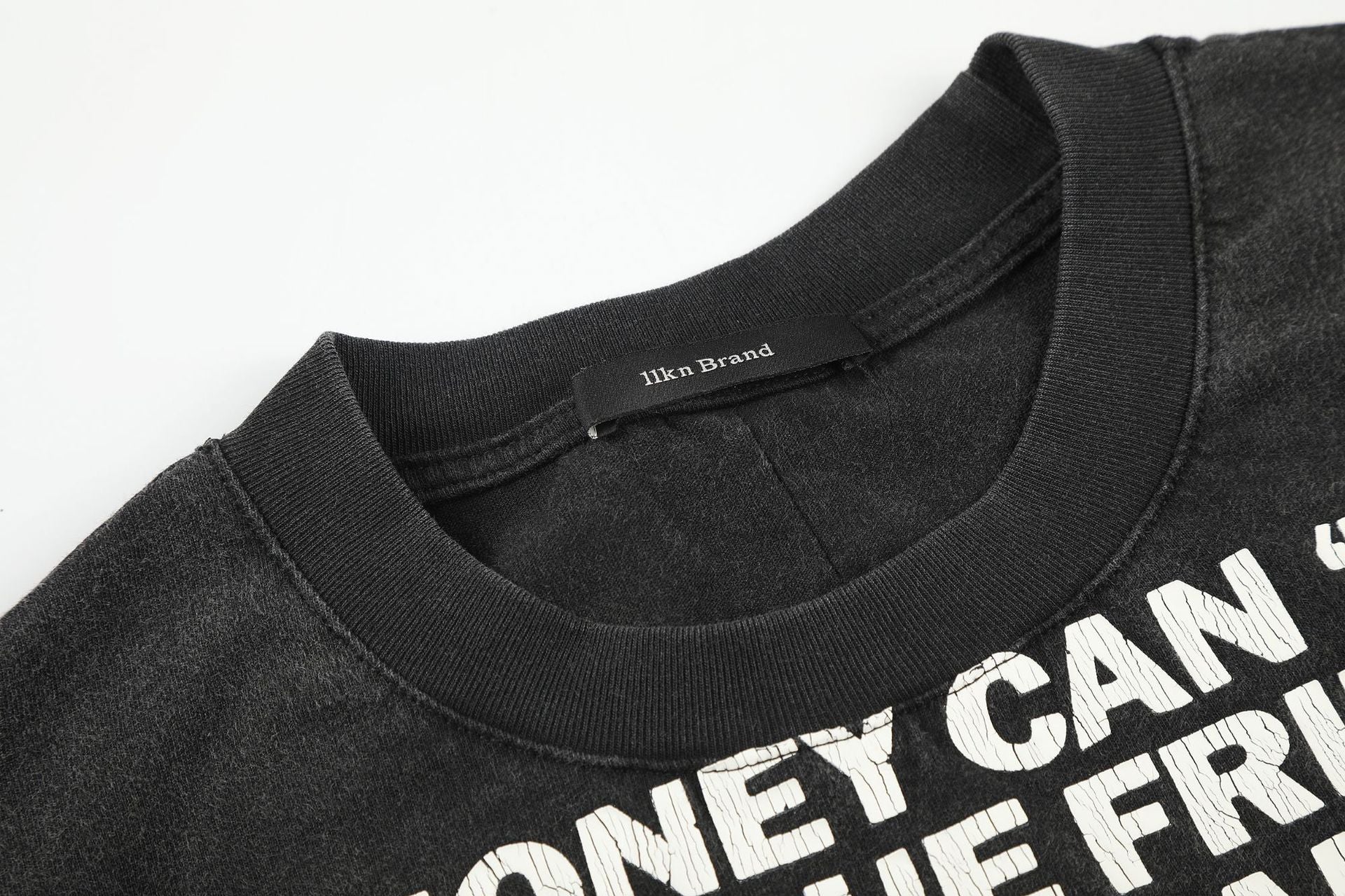 11KN Retro Round Neck Loose Letter Printed Tee