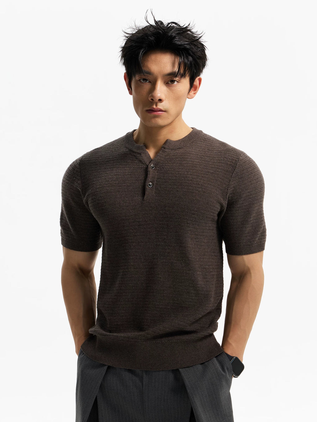 DAY NY Vintage Casual V-neck Front Shoulder Tee
