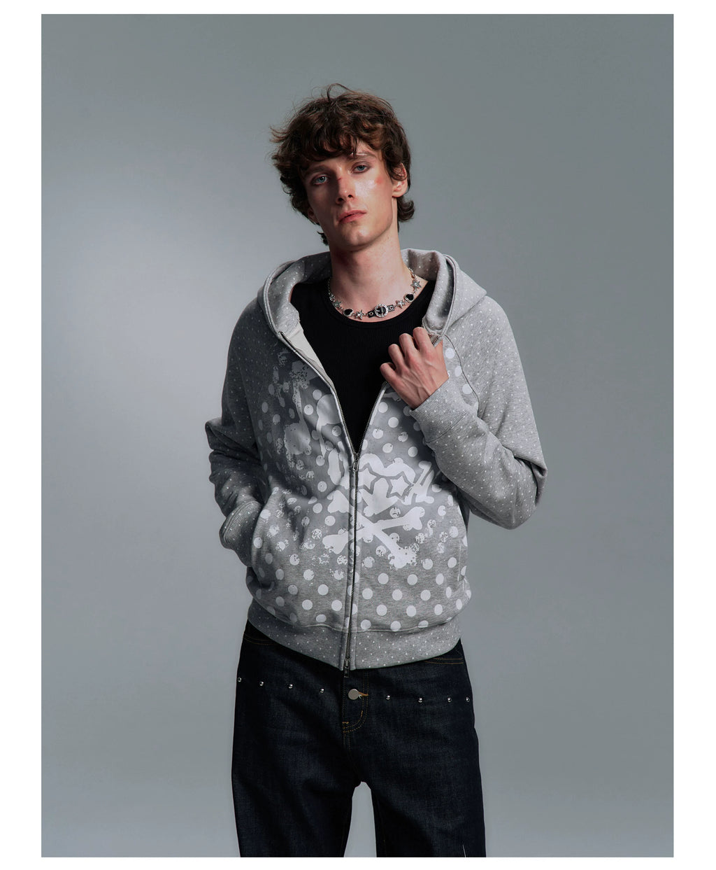 PAIKI Polka Dot Earphones Skull Music Note Jacket