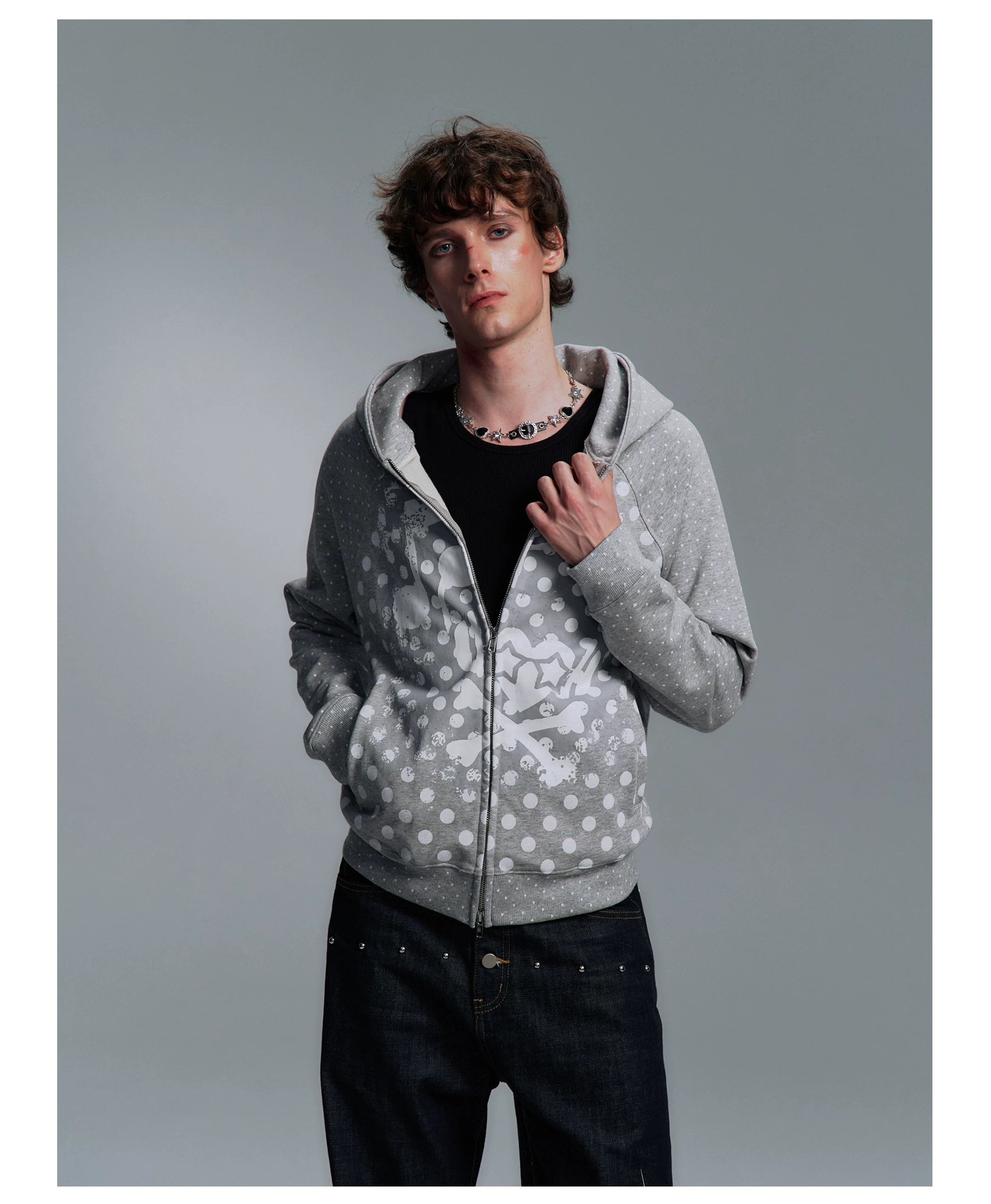 PAIKI Polka Dot Earphones Skull Music Note Jacket