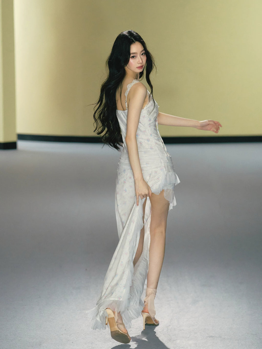 AGAM Floral Mesh Suspender Dress
