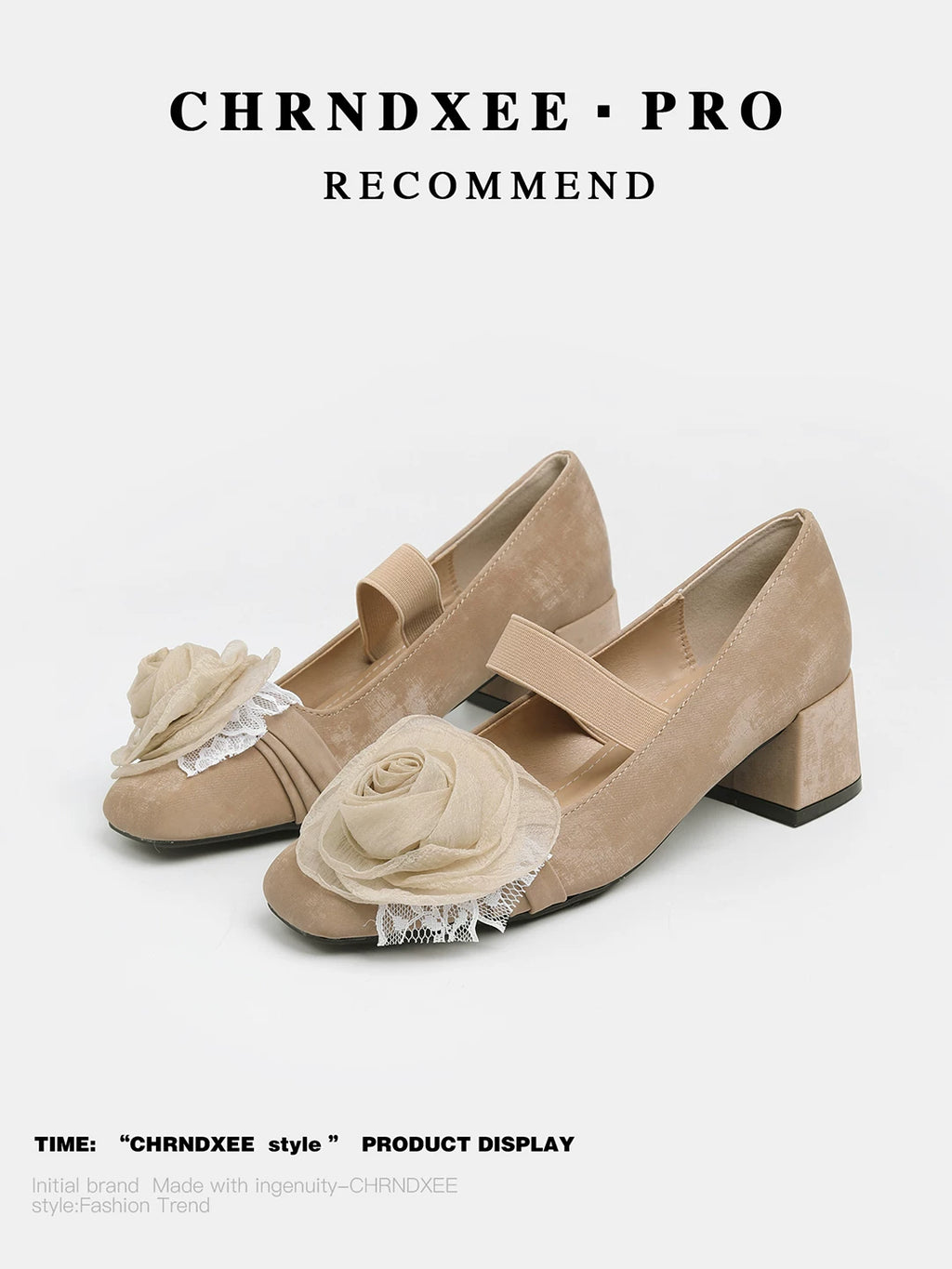 CHRNDXEE Beautiful Mesh Retro Mid-heel Shoes